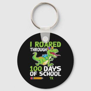 Fun Dinosaur I Roared Through 100 Days Of School T Key Ring
