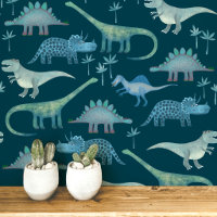 Fun Dinosaur Pattern Teal Green