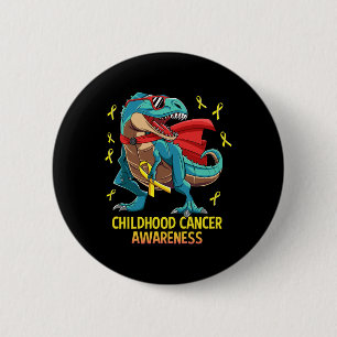 Fun Dinosaur T-Rex Childhood Cancer Awareness Boys 6 Cm Round Badge