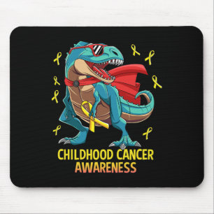 Fun Dinosaur T-Rex Childhood Cancer Awareness Boys Mouse Mat
