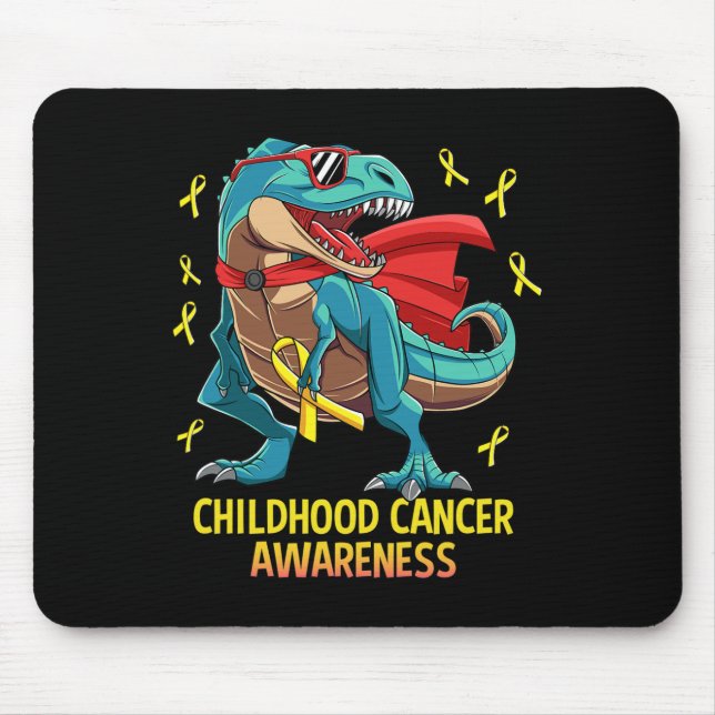 Fun Dinosaur T-Rex Childhood Cancer Awareness Boys Mouse Mat (Front)