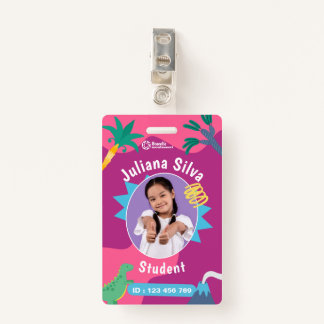 Fun Dinosaur Themed Student ID Card ID Badge