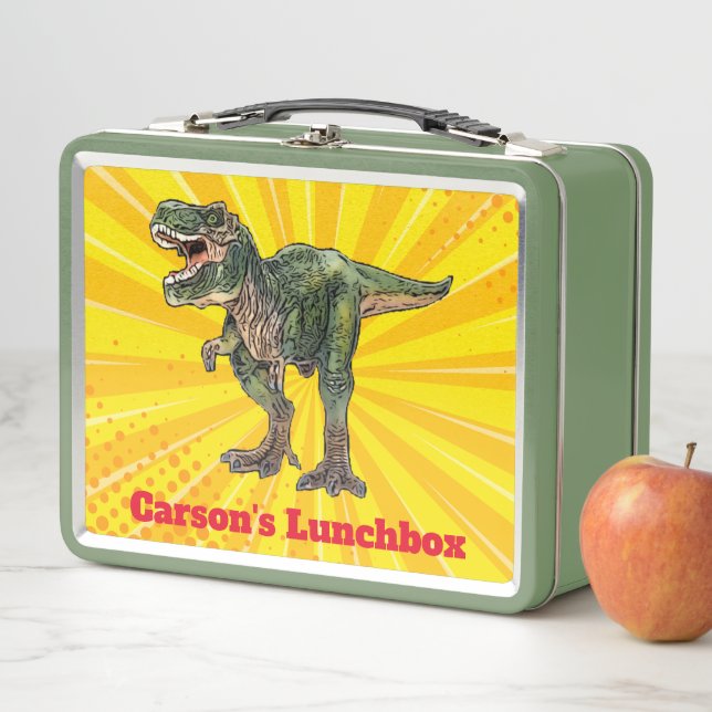 Fun Dinosaur Tyrannosaurs Rex Name Kids T-Rex Metal Lunch Box (In Situ)