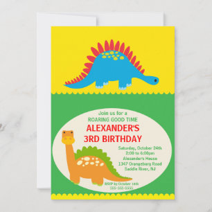 Fun Dinosaurs Birthday Invitation