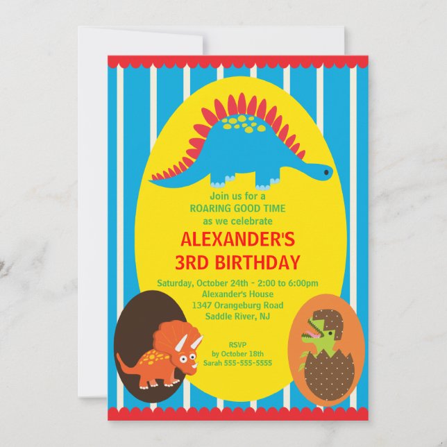 Fun Dinosaurs Birthday Invitation (Front)
