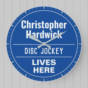 Fun Disc Jockey Wall Plaque Style Large Clock