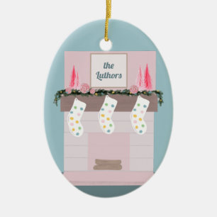 Fun Disco Pink Custom Christmas  Ceramic Tree Decoration