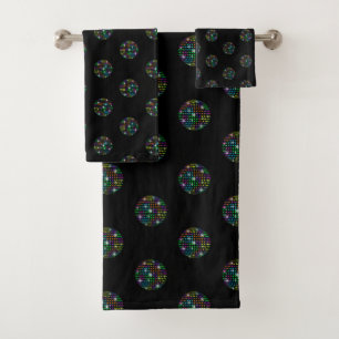 FUN DISCO THEME BLACK  BATHROOM TOWEL SET