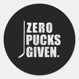 Fun Distressed Hockey Zero Pucks Given  Classic Round Sticker