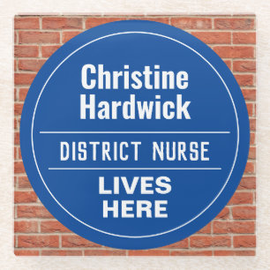 Fun District Nurse Wall Plaque Style Glass Coaster