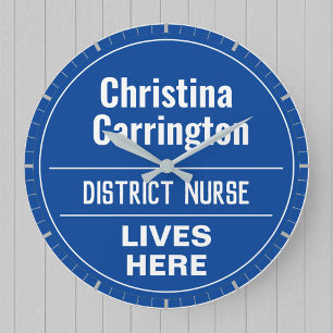 Fun District Nurse Wall Plaque Style Large Clock
