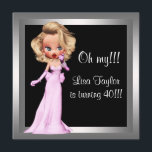 Fun Diva Womans Birthday Party Invitation<br><div class="desc">Fun cute diva pink and black womans fortieth birthday party invitation. This cute pink diva birthday party invitation is easily customised for your event by adding your event details,  font style,  font size & colour,  and wording.</div>