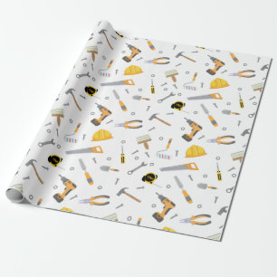 Fun DIY Mechanic Tools white wrapping paper