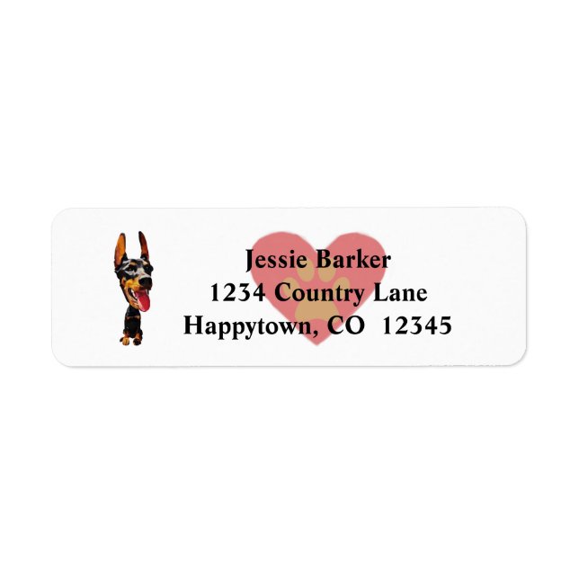 Fun Doberman Pinscher Return Address Label (Front)