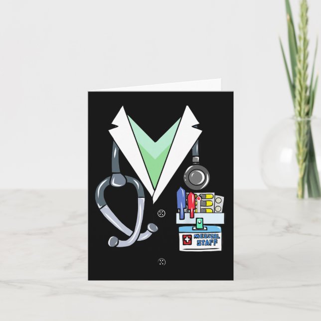 Fun Doctor White Lab Coat Costume Halloween Doctor Card (Front)