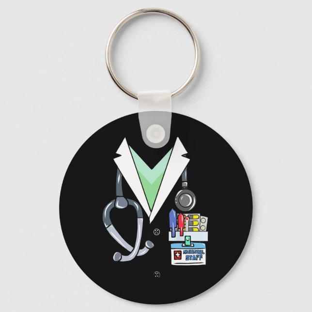 Fun Doctor White Lab Coat Costume Halloween Doctor Key Ring (Front)