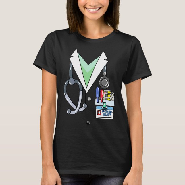 Fun Doctor White Lab Coat Costume Halloween Doctor T-Shirt (Front)