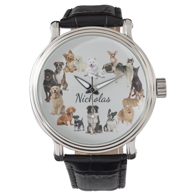 Fun Dog Breed Pet Animals Dog Custom Name Watch (Front)
