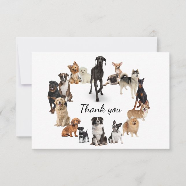 Fun Dog Breed Pet Animals Dog Thank you Card (Front)