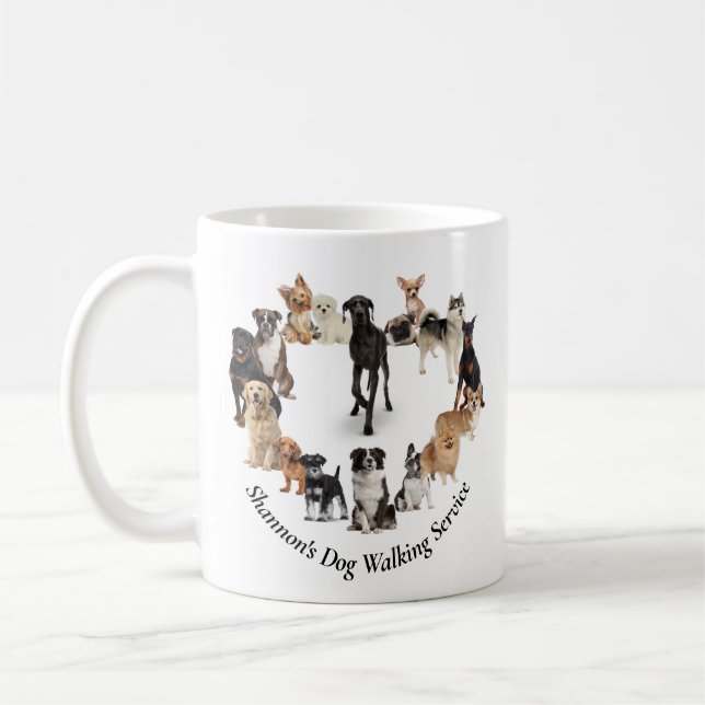 Fun Dog Breed Pet Animals Dog Walking Coffee Mug (Left)