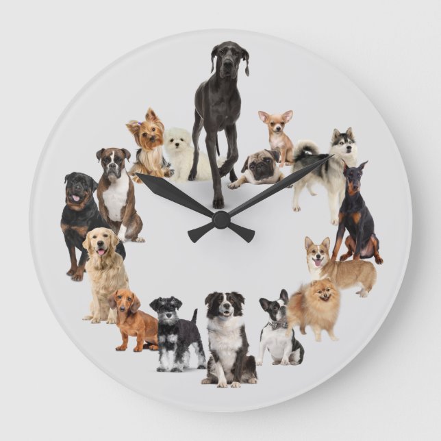 Fun Dog Breed Pet Animals Large Clock (Front)