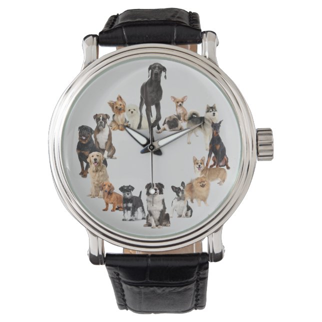 Fun Dog Breed Pet Animals Large Clock Pocket Watch (Front)