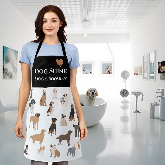 Fun Dog Breeds pattern Pet Services Grooming Apron (Creator Uploaded)