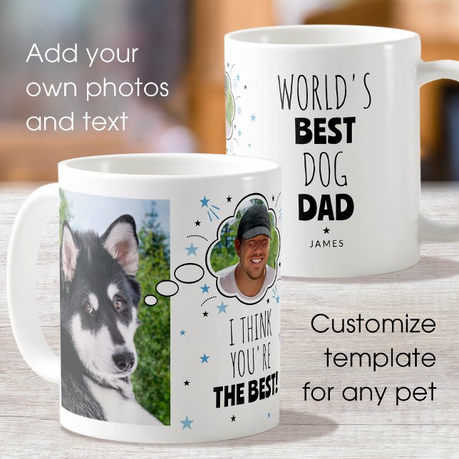 Fun Dog Dad Thought Bubble Custom Photo Coffee Mug (Creator Uploaded)