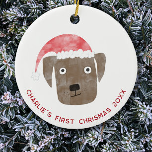 Fun Dog First Christmas Personalised Ceramic Tree Decoration