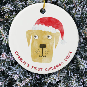 Fun Dog First Christmas Personalised Ceramic Tree Decoration