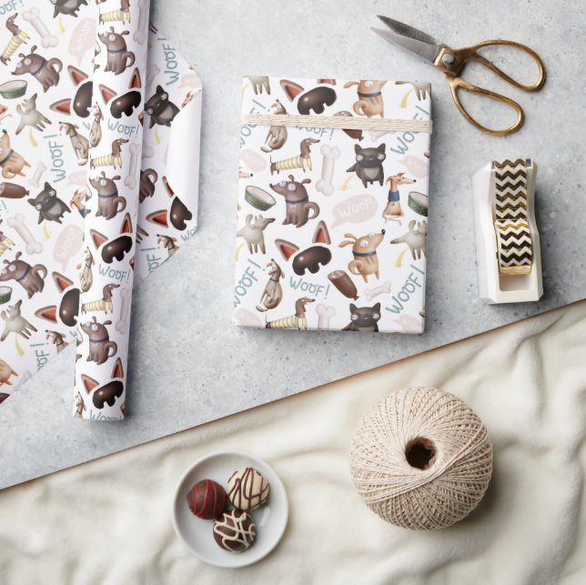 Fun Dog Lover Pattern Print  Wrapping Paper (Crafts)