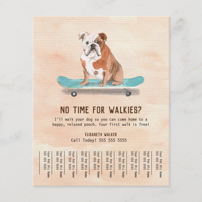 Fun Dog on Skateboard Dog Walker Tear Sheet Cream (Front)