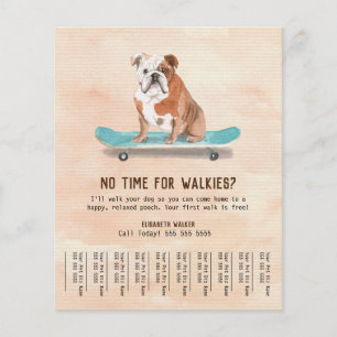 Fun Dog on Skateboard Dog Walker Tear Sheet Cream