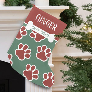 Fun Dog Paw Pattern Personalised Small Christmas Stocking