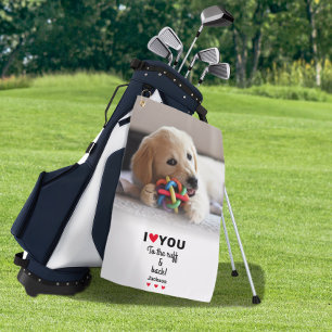 Fun Dog Photo I Love You To The Ruff & Back Name Golf Towel