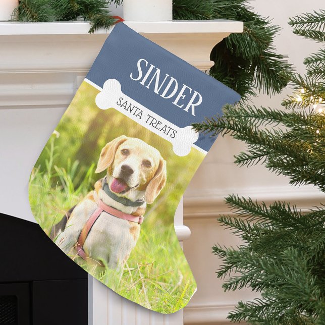 Fun Dog Photo Name Personalised Large Christmas Stocking (Fun Dog Photo Name Personalized Large Christmas Stocking)