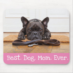 Fun Dog Photo Personalised Best Dog Mum Ever Pink Mouse Mat