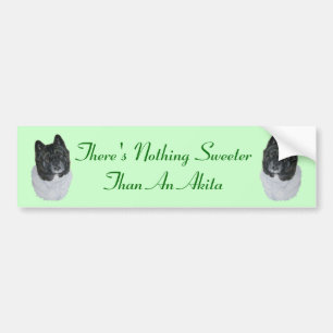 fun dog slogan picture of black and white akita bumper sticker