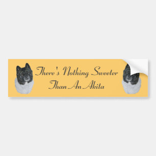fun dog slogan picture of black and white akita bumper sticker
