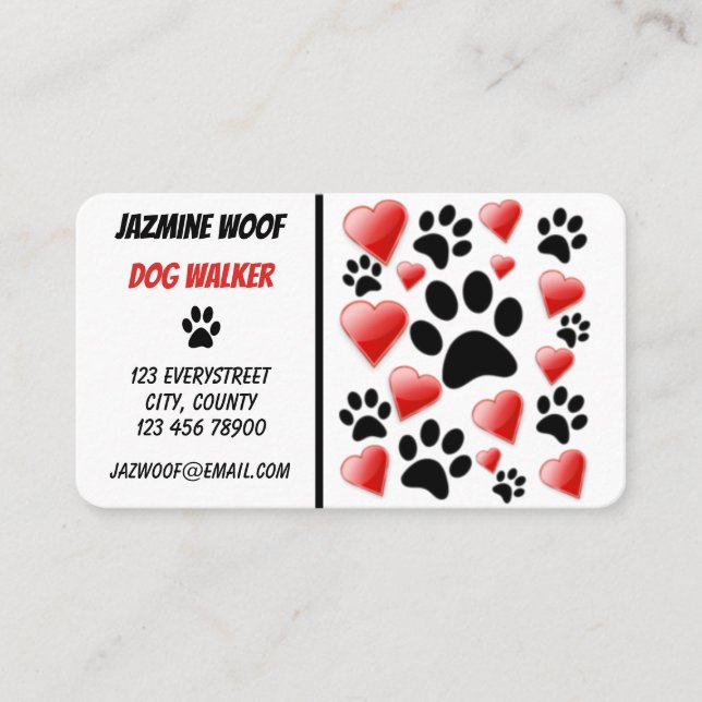 Fun Dog Walker Pet Sitter  Business Card (Front)