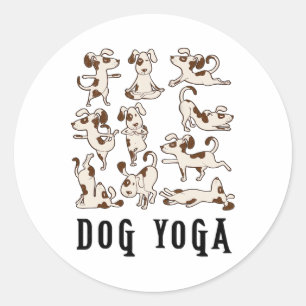 Fun Dog Yoga Gift T Shirt - Cute Family Wear Lt Classic Round Sticker