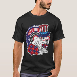 Fun doggy character with uncle Sam's hat say hello T-Shirt