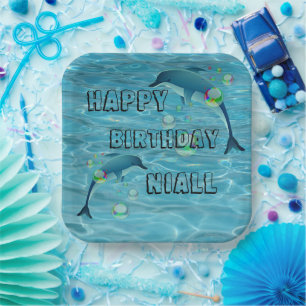 Fun Dolphin and Bubbles Paper Plate