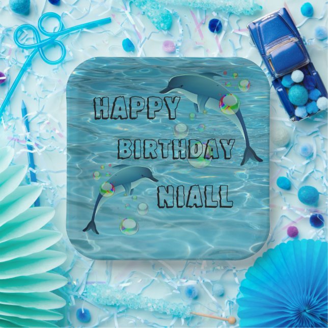Fun Dolphin and Bubbles Paper Plate (Party)