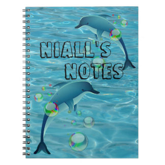Fun Dolphin and Bubbles Personalised  Notebook