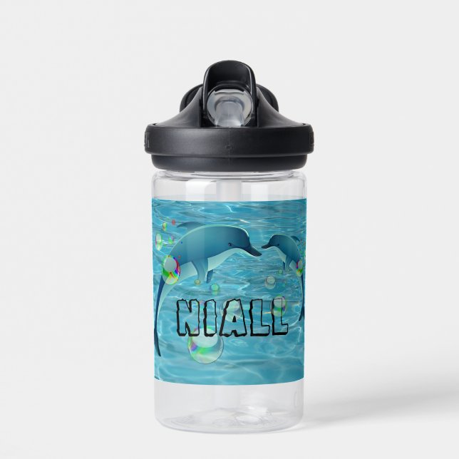 Fun Dolphin and Bubbles  Water Bottle (Front)
