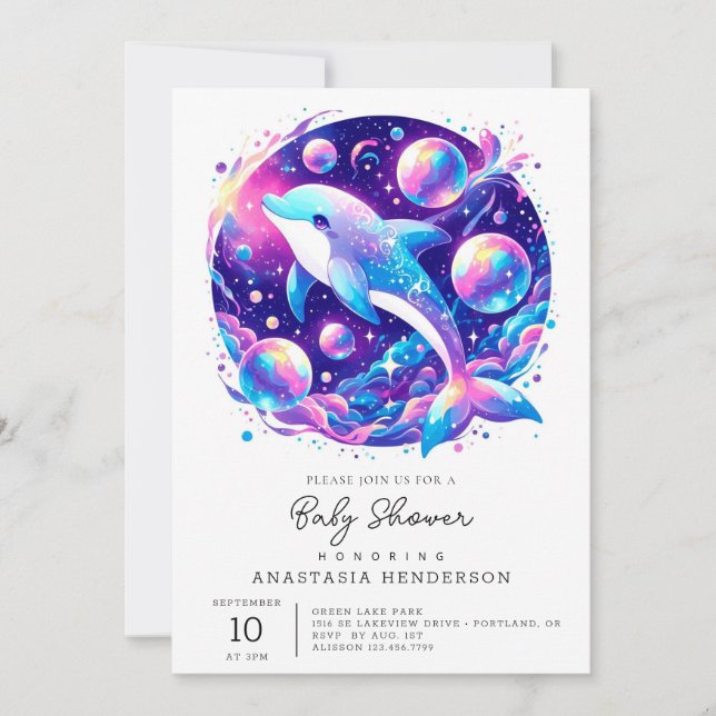 Fun Dolphin Baby Shower Invitation (Front)