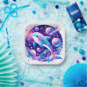 Fun Dolphin Baby Shower Paper Plate