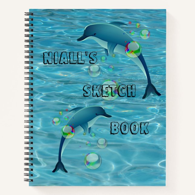 Fun Dolphins and Bubbles   Notebook (Front)