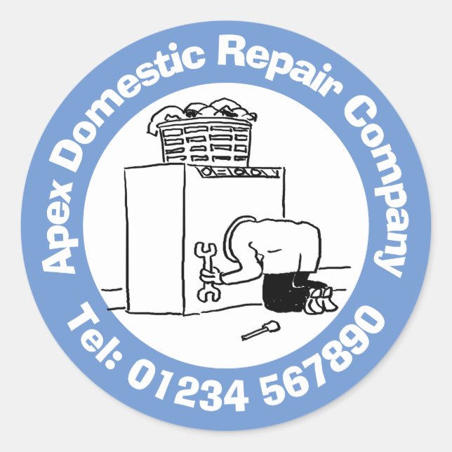 Fun Domestic Appliance Repairs Cartoon Classic Round Sticker (Front)